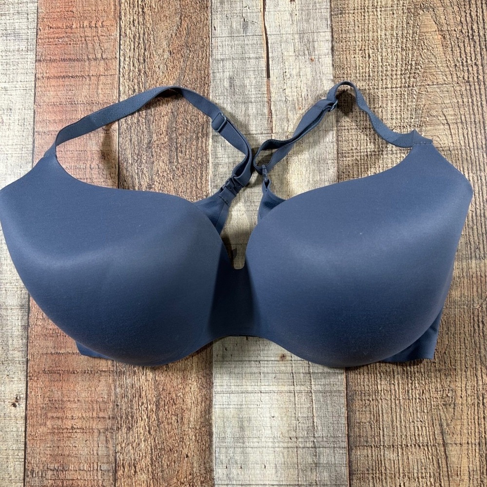 Victoria's Secret Lined Demi Bra Gray Blue 38DD Molded Cup Underwire